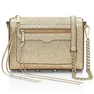 NWOT Rebecca Minkoff Avery Crossbody Bag in Glitter Gold